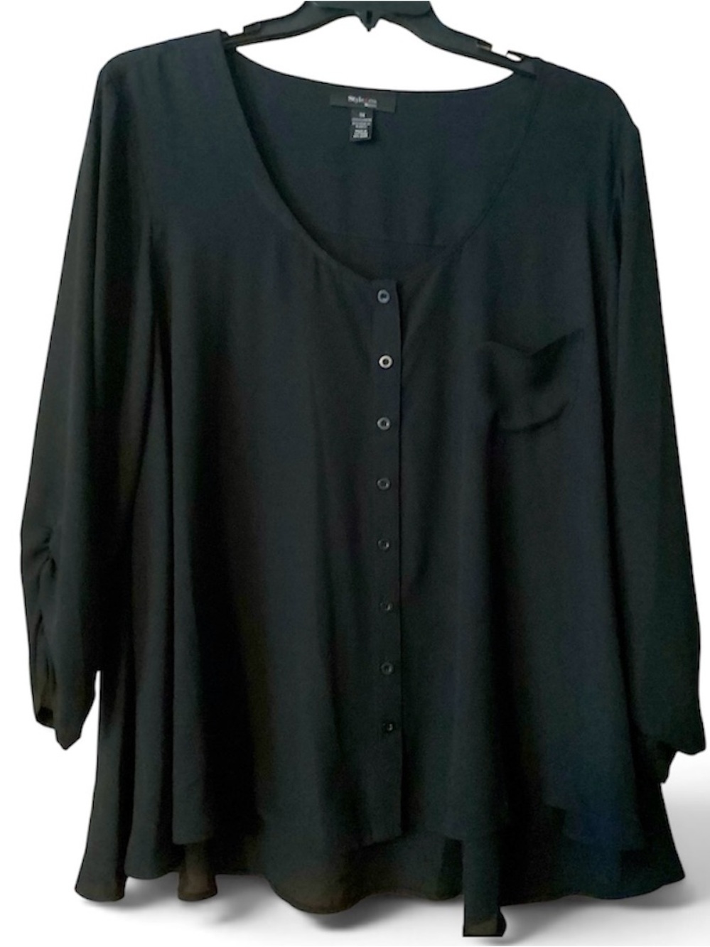 Style & Co. Black Button-Front Women’s Blouse with Pocket